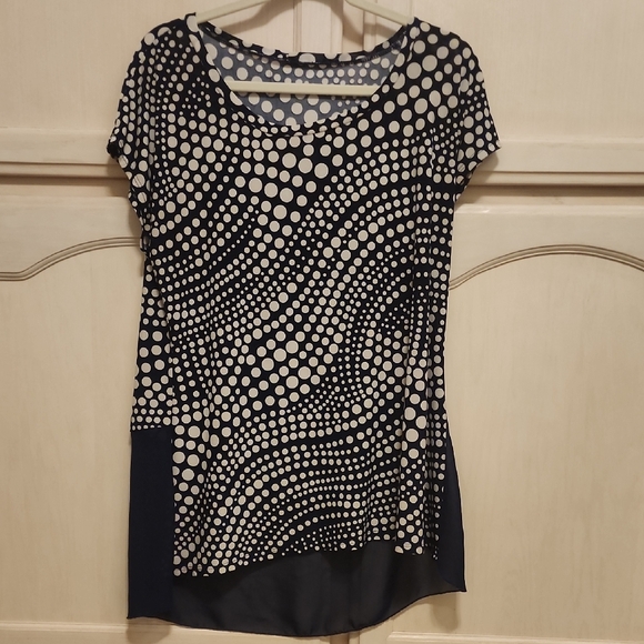 B.L.E.U. Blue and White Polka Dot Blouse XL - Picture 1 of 6